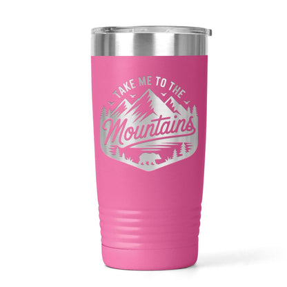 Mountain Travel Mug 20oz Insulated Stainless Steel Tumbler, Camp.