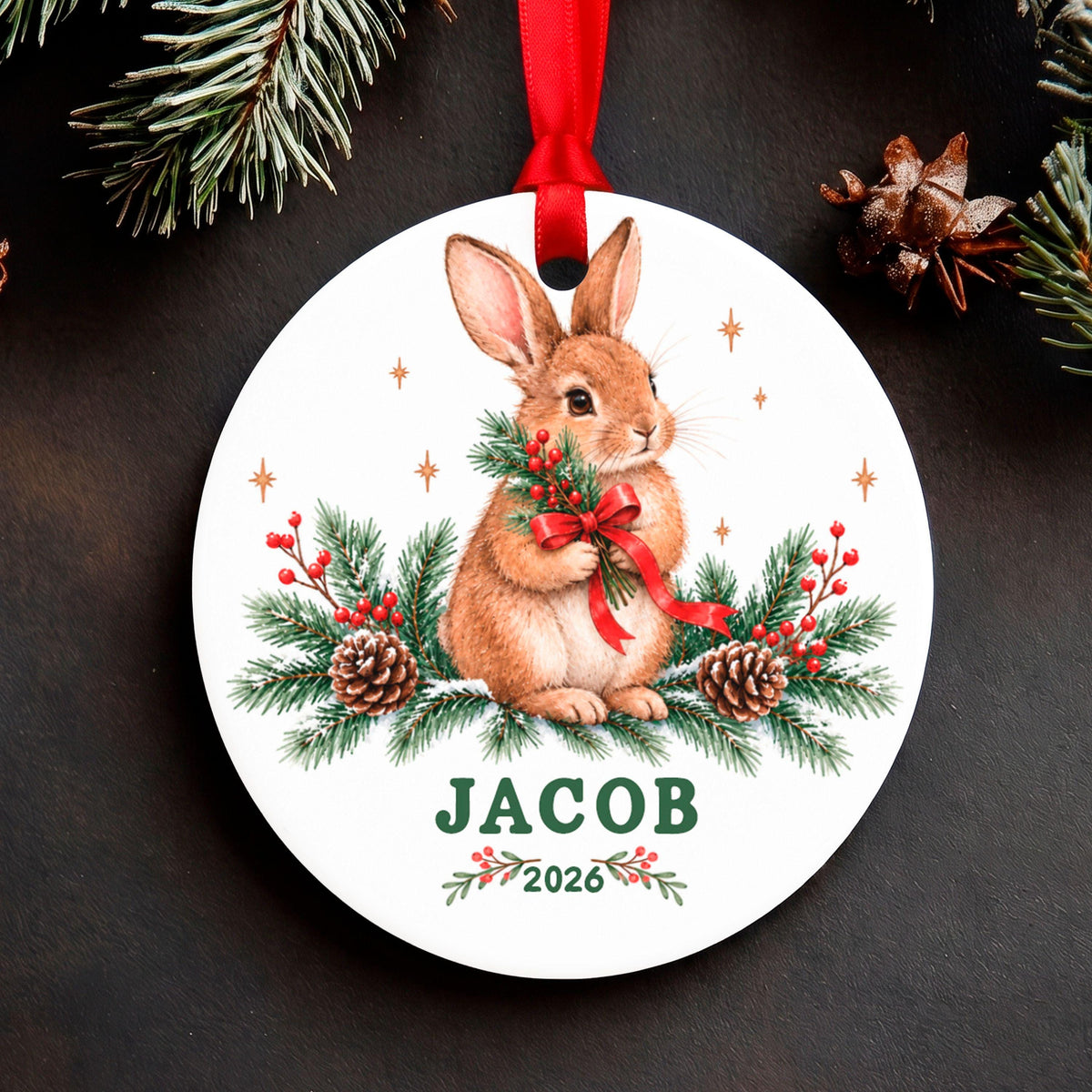 Personalized Baby First Christmas Ornament, Custom Name Bunny Ornament 2026, Baby Boy Keepsake, New Baby Christmas Gift, Kids Ornament