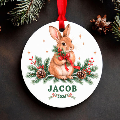 Personalized Baby First Christmas Ornament, Custom Name Bunny Ornament 2026, Baby Boy Keepsake, New Baby Christmas Gift, Kids Ornament