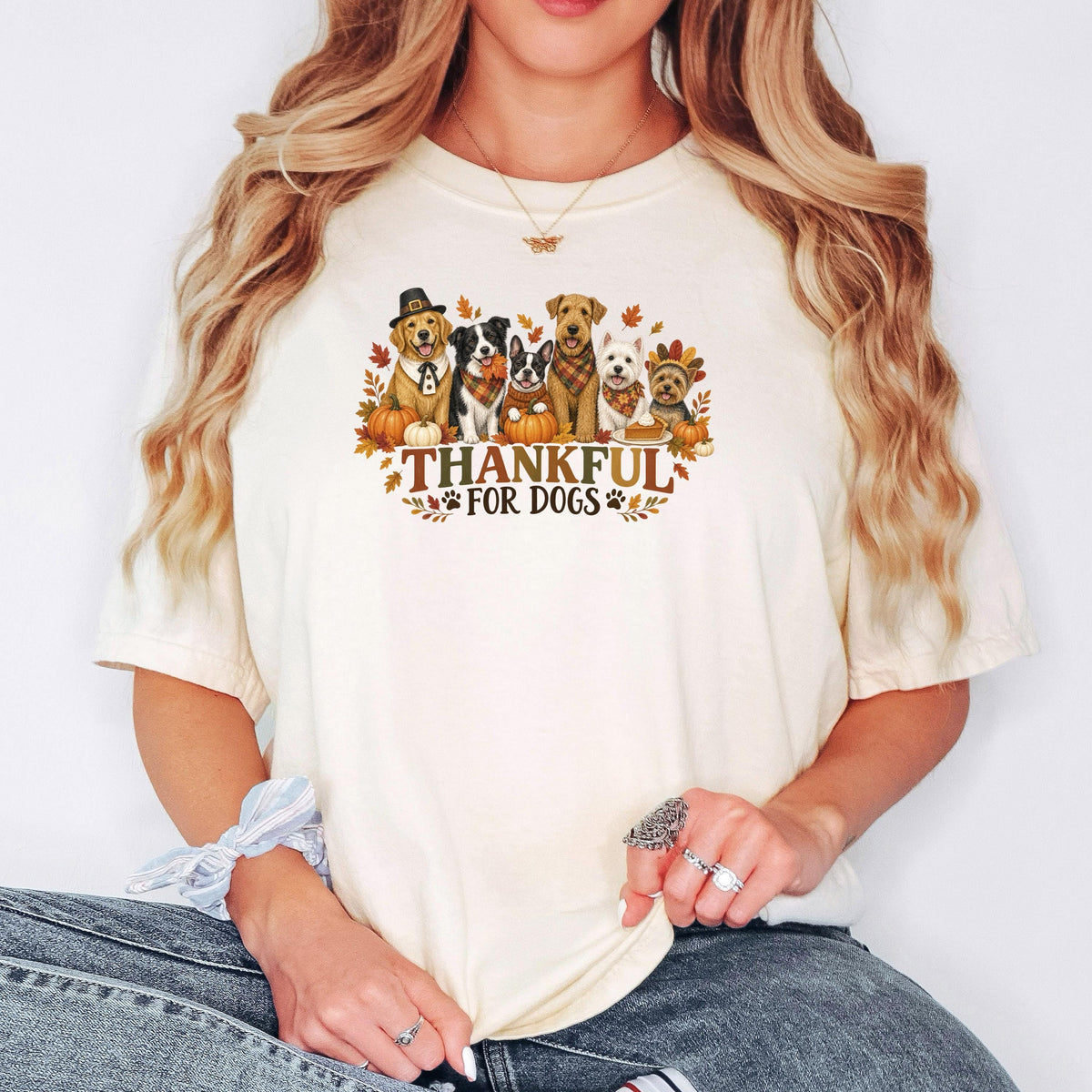 Thankful For Dogs Shirt, Dog Mom Thanksgiving Tee, Cute Fall Dog Lover Shirt, Pumpkin Autumn Dog Mom Gift, Grateful Dog Lover Top