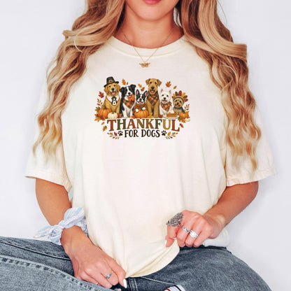 Thankful For Dogs Shirt, Dog Mom Thanksgiving Tee, Cute Fall Dog Lover Shirt, Pumpkin Autumn Dog Mom Gift, Grateful Dog Lover Top