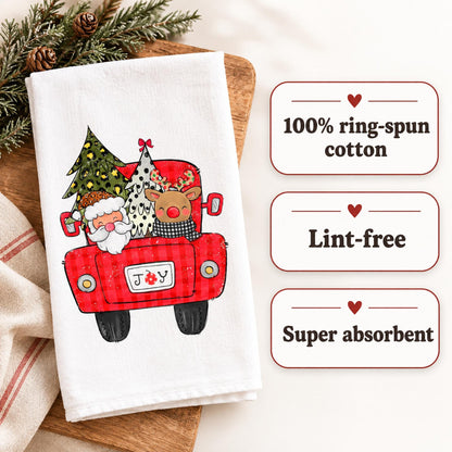 Christmas Towel - Santa Kitchen Towel - Flour Sack Towel - Christmas Decor - Christmas Tea Towel