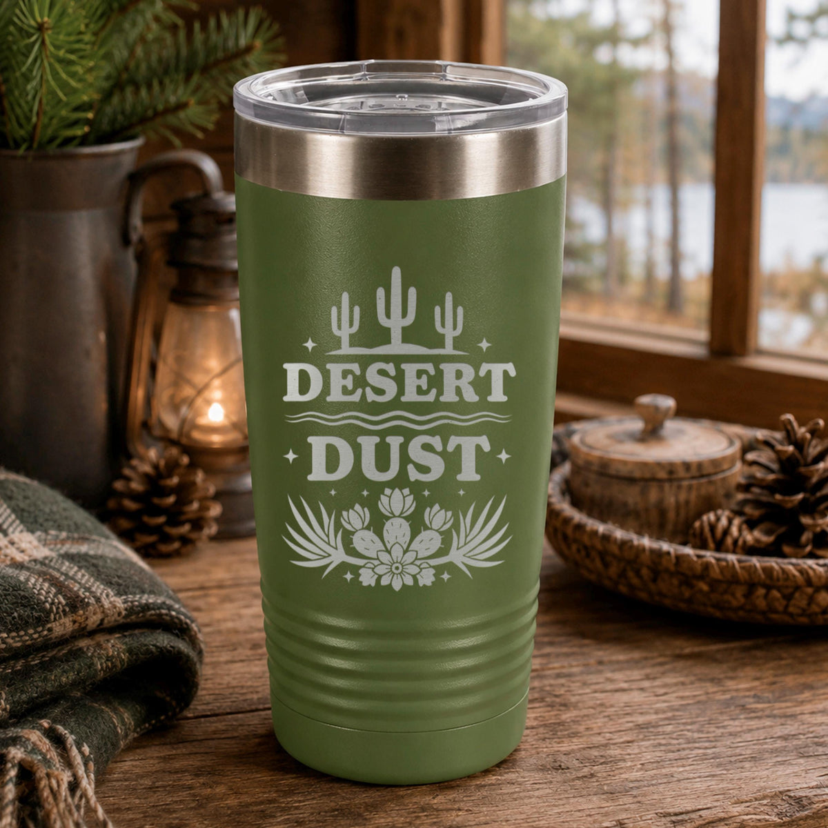 Cactus Tumbler, 20oz Insulated Stainless Steel, Desert Sunset Art