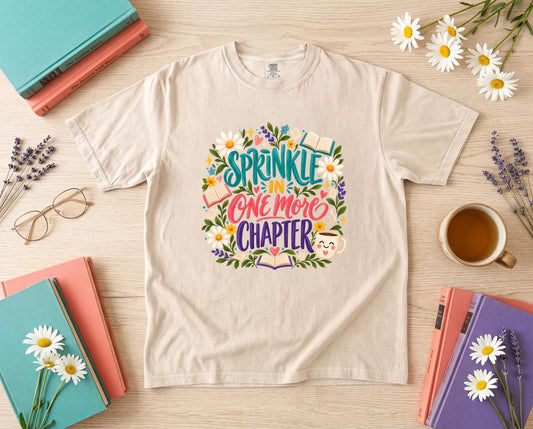Book Lover Shirt Sprinkle One More Chapter Floral Cottagecore Tee
