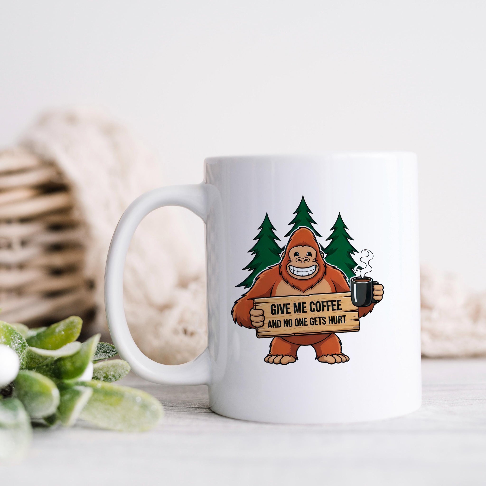Funny Bigfoot Coffee Mug – Camping Humor Mug With Humorous Coffee Quote