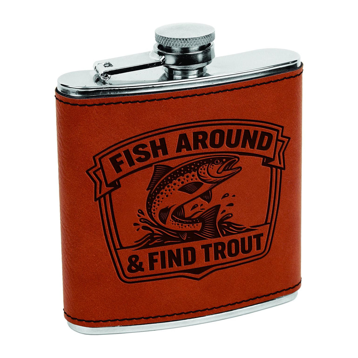 Fishing Flask Trout Fisherman Gift, Engraved Hip Flask for Fly Fishing, Fathers Day Gift for Dad, Trout Species Art, Fishing Gifts