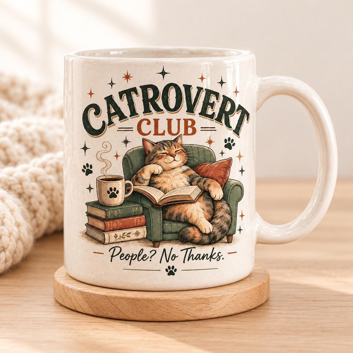 Catrovert Club Mug, Ceramic Introvert Design for Cozy Coffee Breaks, Whimsical Pet Lover Gift, Christmas Tea Present ✨