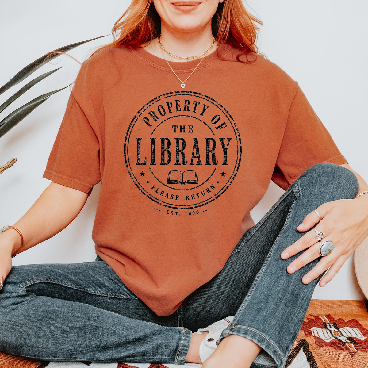 Librarian Shirt', Library Property Tee, Vintage Moss, Unisex XS M