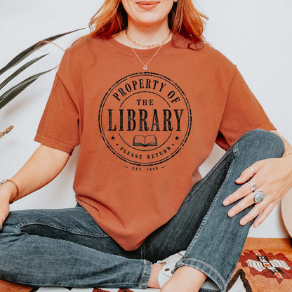 Librarian Shirt', Library Property Tee, Vintage Moss, Unisex XS M