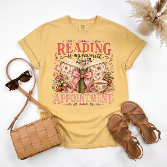 Book Lover Shirt, Reading Is My Favorite Appointment Tee, Ivory L