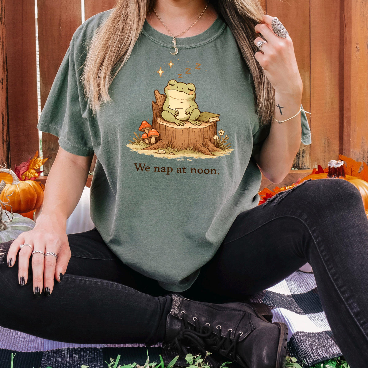 Whimsical Frog Shirt We Nap At Noon, Cute Mental Health Shirt, Fairycore Cottagecore Womens Shirt, Funny Frog Gift, Trending Shirt