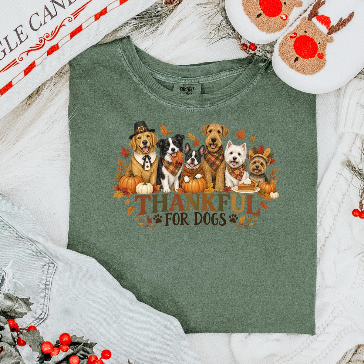 Thankful For Dogs Shirt, Dog Mom Thanksgiving Tee, Cute Fall Dog Lover Shirt, Pumpkin Autumn Dog Mom Gift, Grateful Dog Lover Top