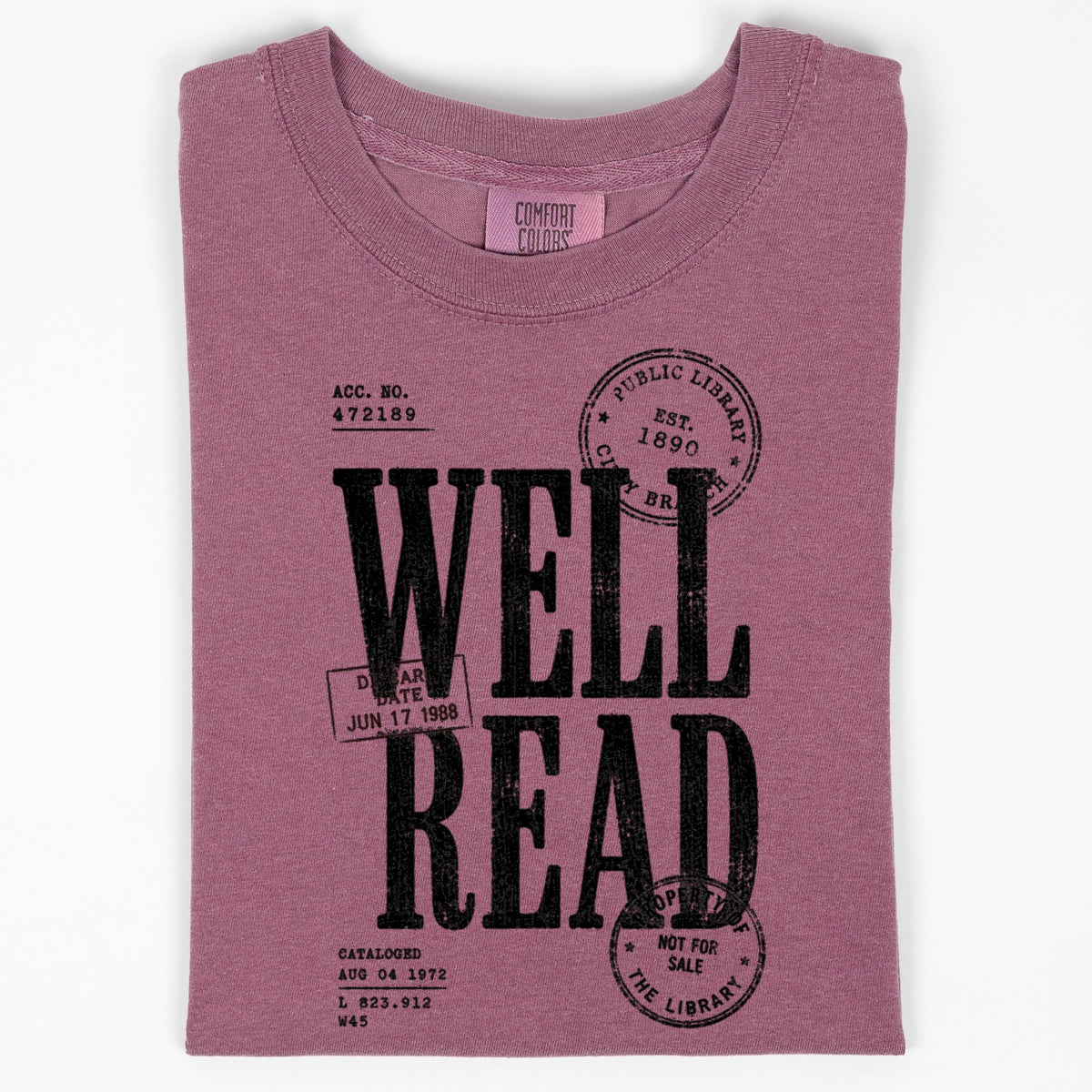 Well Read Shirt, Vintage Library Stamp Book Lover Tee, Public Library Dark Academia Shirt, Bookworm Reader Gift, Avid Reader Book Club Top