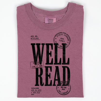 Well Read Shirt, Vintage Library Stamp Book Lover Tee, Public Library Dark Academia Shirt, Bookworm Reader Gift, Avid Reader Book Club Top