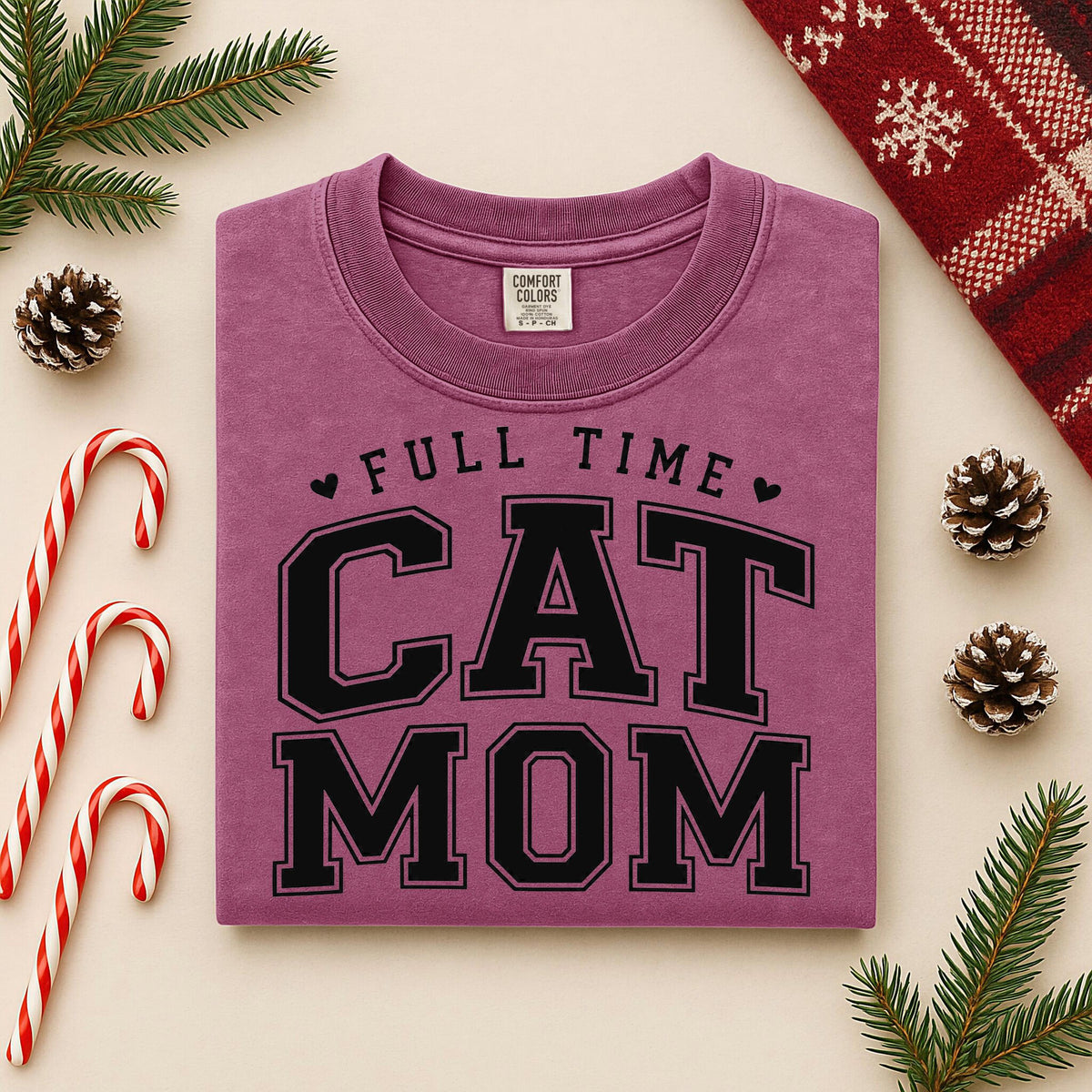 Cat Mom Shirt, Full Time Cat Mom T-Shirt, Comfort Colors Tee, Gift for Cat Lover, Pet Owner Top, Animal Lover Apparel