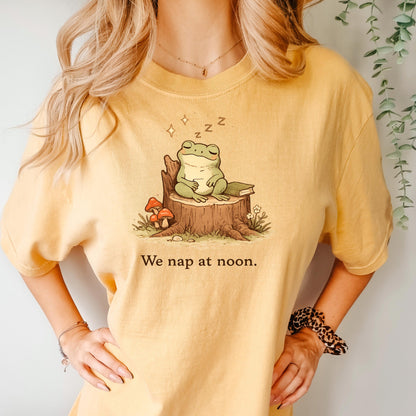 Whimsical Frog Shirt We Nap At Noon, Cute Mental Health Shirt, Fairycore Cottagecore Womens Shirt, Funny Frog Gift, Trending Shirt