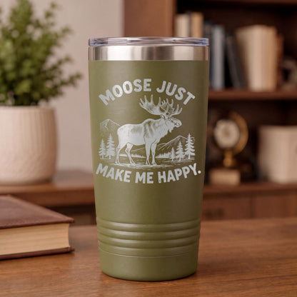 Personalized Moose Tumbler, 20 Oz. Stainless Insulated Travel Cup