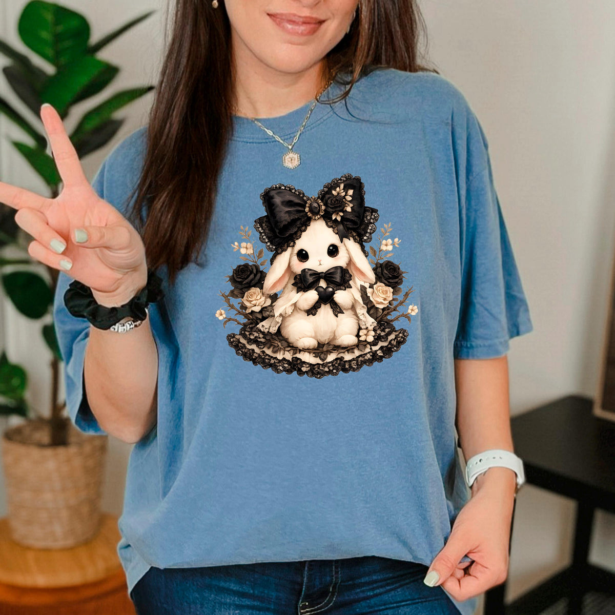 Coquette Ghost Tee Comfort Colors Tee, Cute Ghost Shirt, Coquette Halloween Graphic, Spooky Aesthetic Hallowen Bunny Top