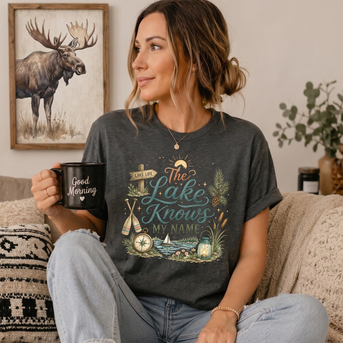 Lake Life Shirt, Bella Canvas 3001 Tee, Lake Knows My Name, Women