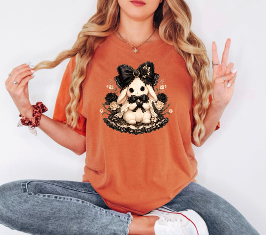 Coquette Ghost Tee Comfort Colors Tee, Cute Ghost Shirt, Coquette Halloween Graphic, Spooky Aesthetic Hallowen Bunny Top