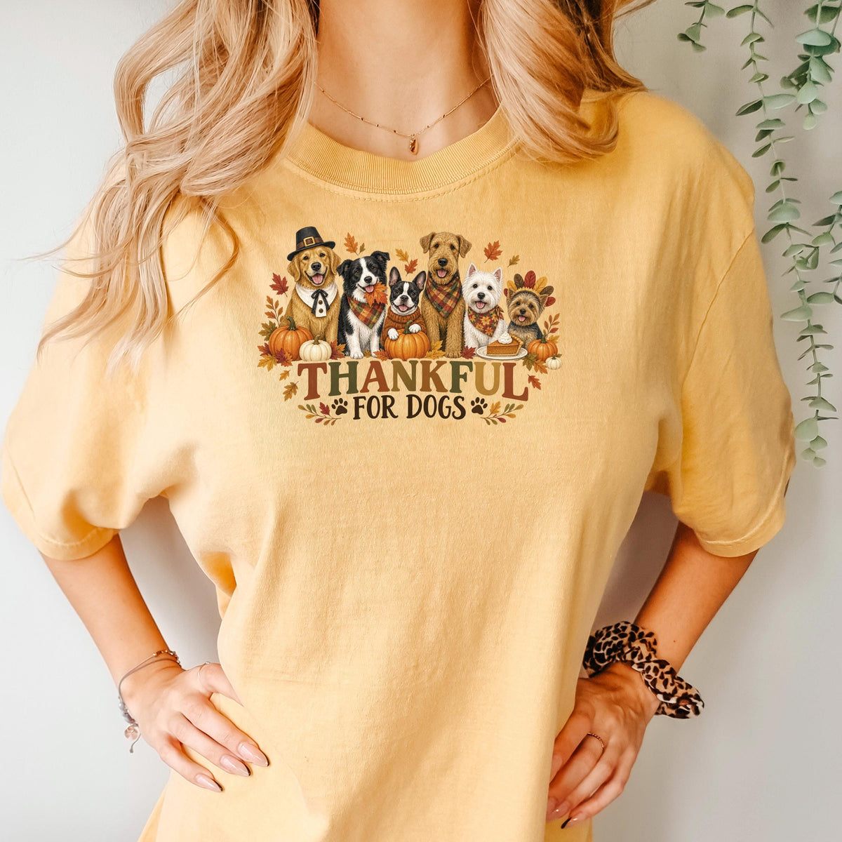 Thankful For Dogs Shirt, Dog Mom Thanksgiving Tee, Cute Fall Dog Lover Shirt, Pumpkin Autumn Dog Mom Gift, Grateful Dog Lover Top