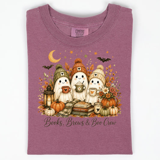 Bookish Fall Shirt, Spooky Coffee Book Lover Tee, Unisex Berry