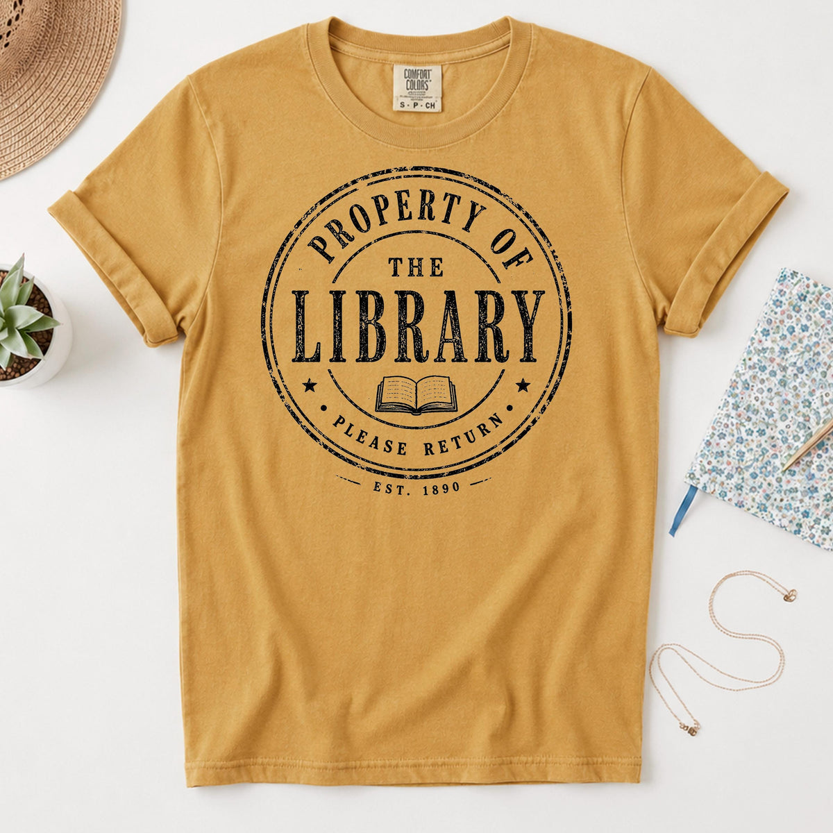 Librarian Shirt', Library Property Tee, Vintage Moss, Unisex XS M