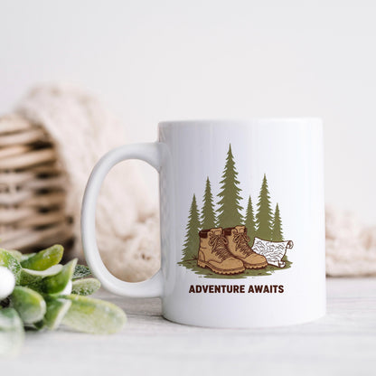 Adventure Mug – Rustic Hiking Coffee Cup | Camping Ceramic Mug, Outdoor Lover Gift