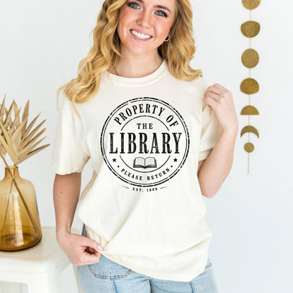 Librarian Shirt', Library Property Tee, Vintage Moss, Unisex XS M
