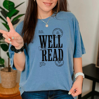 Well Read Shirt, Vintage Library Stamp Book Lover Tee, Public Library Dark Academia Shirt, Bookworm Reader Gift, Avid Reader Book Club Top
