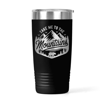 Mountain Travel Mug 20oz Insulated Stainless Steel Tumbler, Camp.