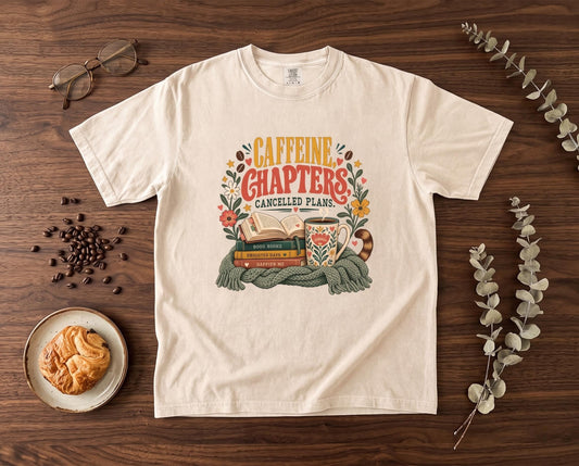 Book Lover Shirt, Caffeine Chapters Cancelled Plans Cozy Mens Tee