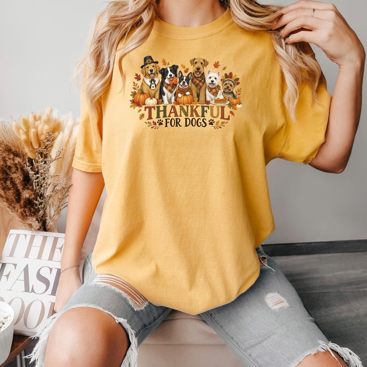 Thankful For Dogs Shirt, Dog Mom Thanksgiving Tee, Cute Fall Dog Lover Shirt, Pumpkin Autumn Dog Mom Gift, Grateful Dog Lover Top