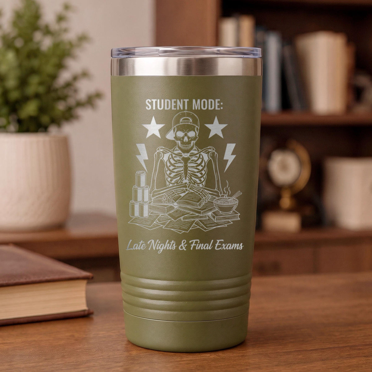 College Tumbler Skeleton Design, Late Nights Finals Survival Kit, College Student Gift, College Care Package Cup for College Students