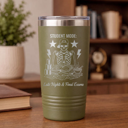 College Tumbler Skeleton Design, Late Nights Finals Survival Kit, College Student Gift, College Care Package Cup for College Students