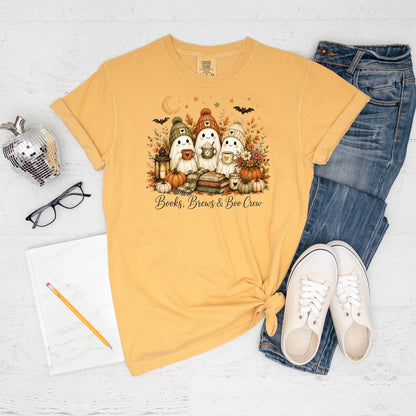 Bookish Fall Shirt, Spooky Coffee Book Lover Tee, Unisex Berry