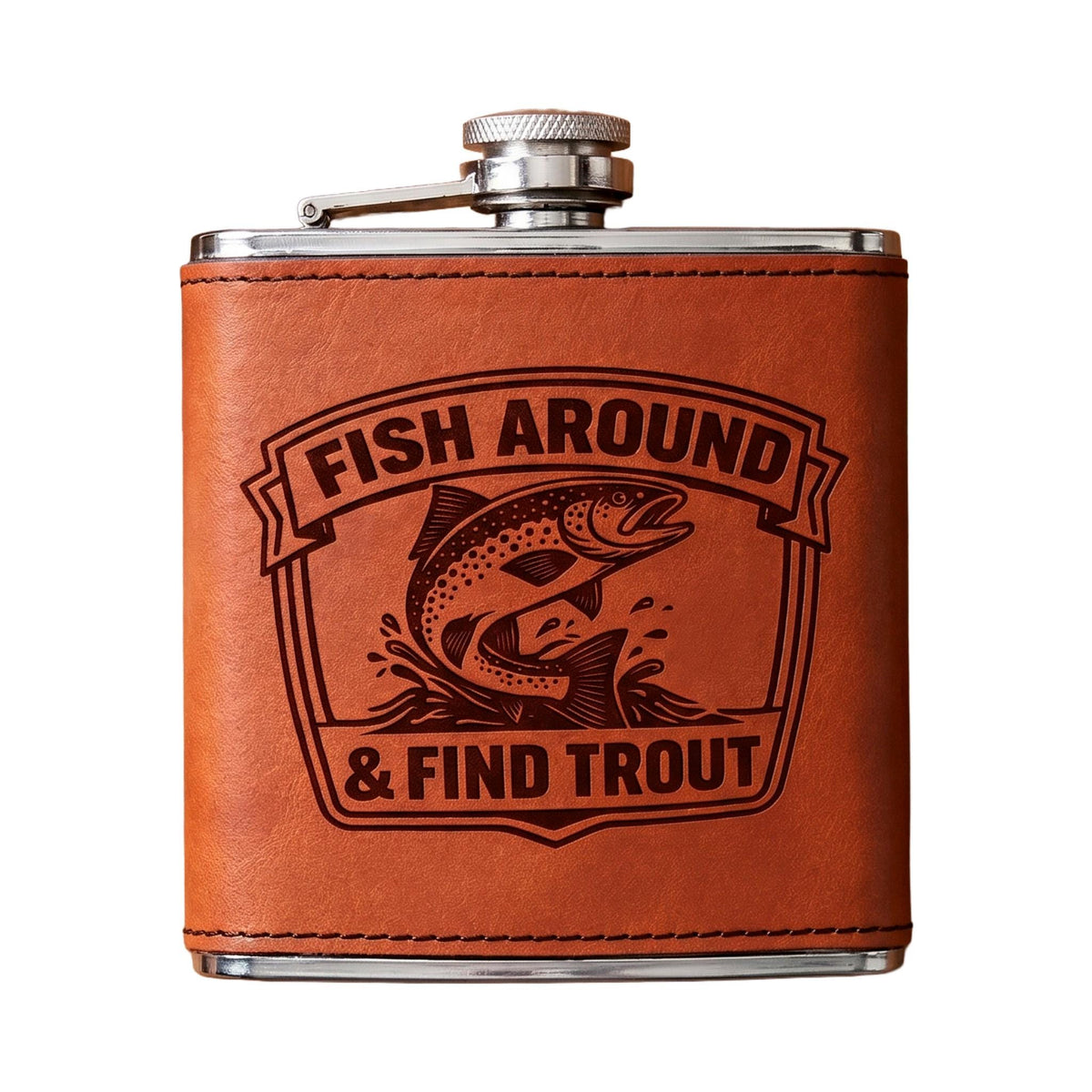 Fishing Flask Trout Fisherman Gift, Engraved Hip Flask for Fly Fishing, Fathers Day Gift for Dad, Trout Species Art, Fishing Gifts