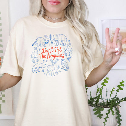 Cabin Core Shirt Dont Pet The Neighbors, Respect The Locals Raccoon Shirt, Weirdcore Woodcut Hiking Shirt, Nature Lover Vacation Shirt