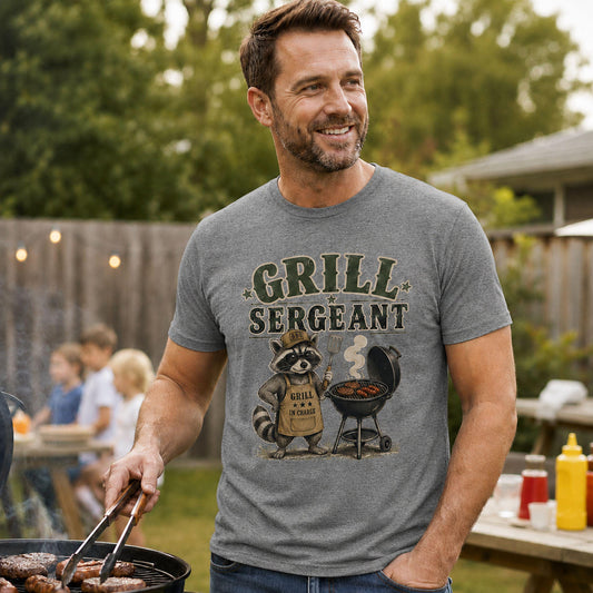 Grill sergeant shirt Bella Canvas tee, funny dad gift for him, grill master bbq cookout shirt for backyard bbq cookout barbeque