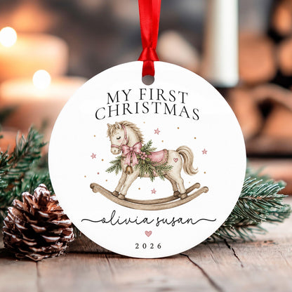 Baby's First Christmas Ornament Personalized, My First Christmas Rocking Horse, Custom Name Baby Girl Ornament 2026