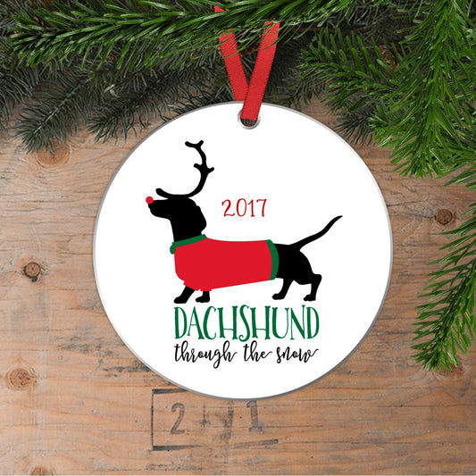 Dachshund Christmas Ornament, 2.75 In Aluminum, Funny Doxie Gift.