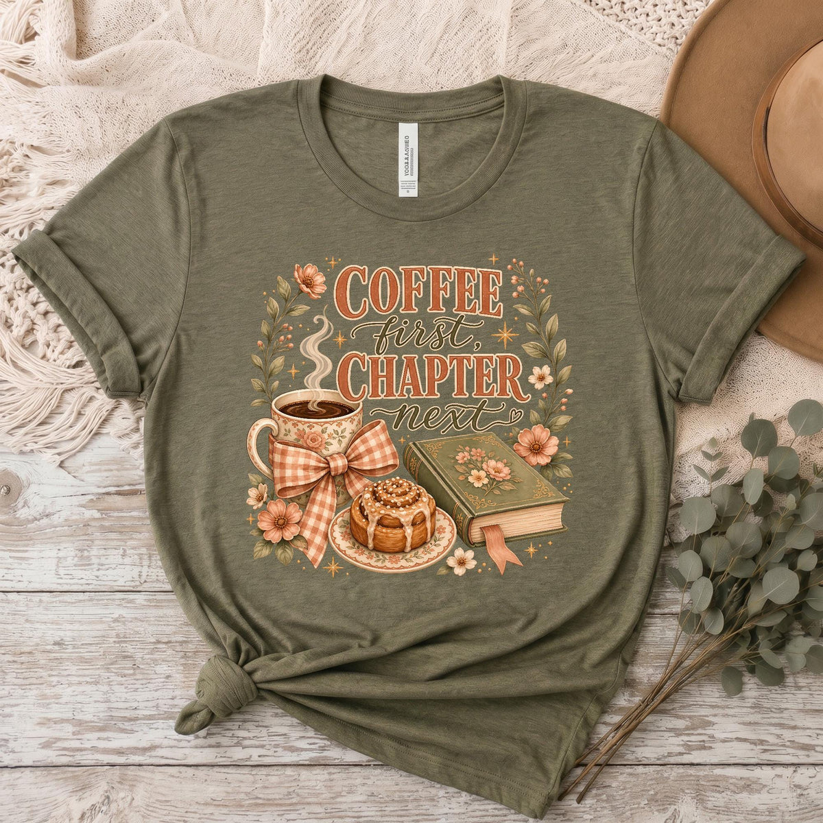Coffee First Chapter Next Shirt, Book Lover Tshirt, Bookish Coffee Lover Gift, Reading Bookworm Tee