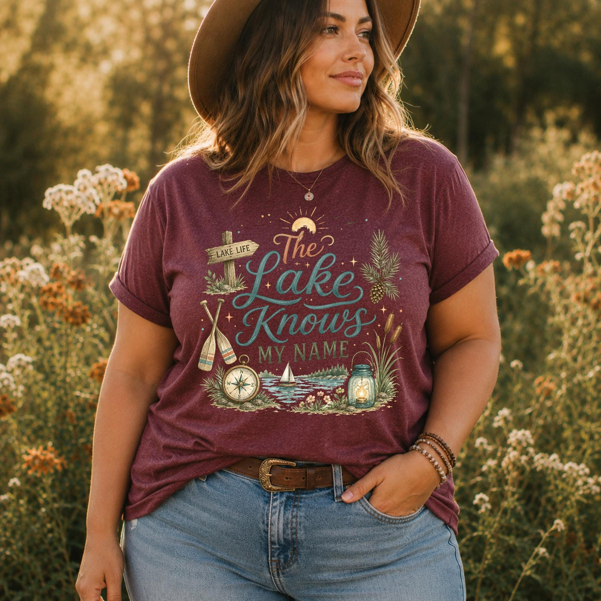 Lake Life Shirt, Bella Canvas 3001 Tee, Lake Knows My Name, Women