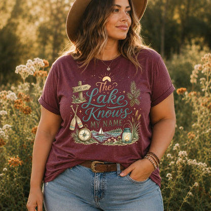 Lake Life Shirt, Bella Canvas 3001 Tee, Lake Knows My Name, Women