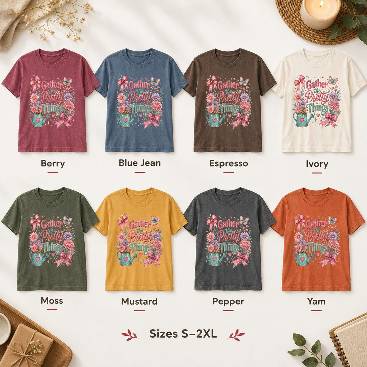 Gather the Pretty Things Shirt, Coquette Garden Tee for Her, Cute Floral Gardening Shirt, Cottagecore Plant Lady Gift, Garden Comfort Colors