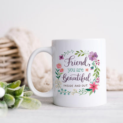 Inspirational Friend Mug – Floral Coffee Cup with Positive Affirmation for Her