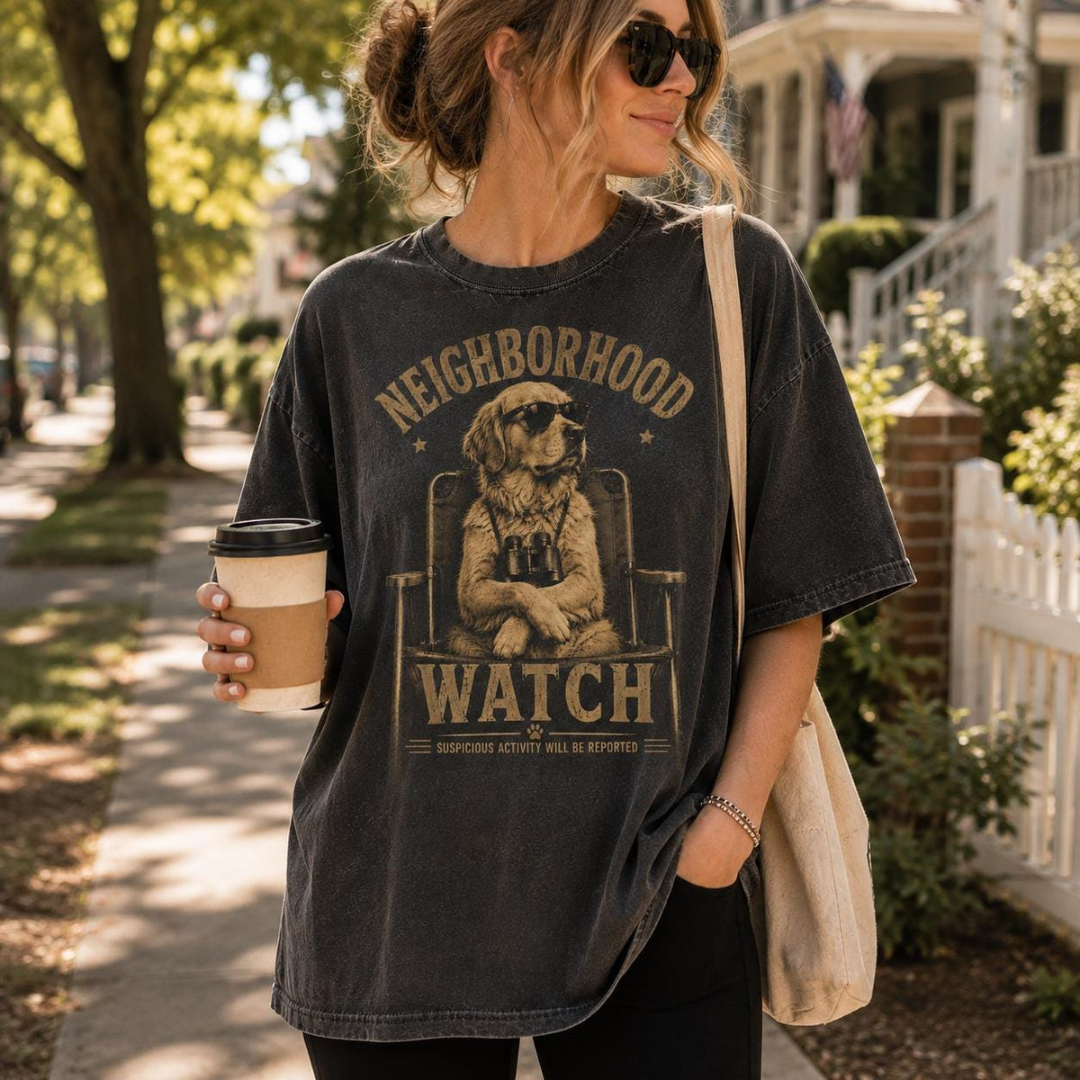 Golden Retriever Shirt, Funny Neighborhood Watch Retro Dog Tee XL