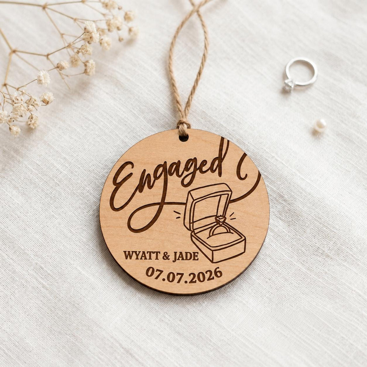 Personalized Engagement Ornament, Engaged Christmas Ornament with Names, Our First Christmas Engaged Gift, Newly Engaged Couple Keepsake