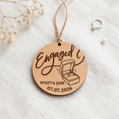 Personalized Engagement Ornament, Engaged Christmas Ornament with Names, Our First Christmas Engaged Gift, Newly Engaged Couple Keepsake