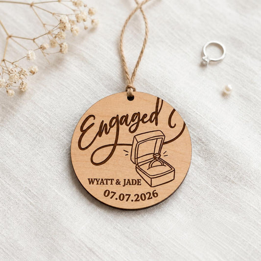 Personalized Engagement Ornament, Engaged Christmas Ornament with Names, Our First Christmas Engaged Gift, Newly Engaged Couple Keepsake